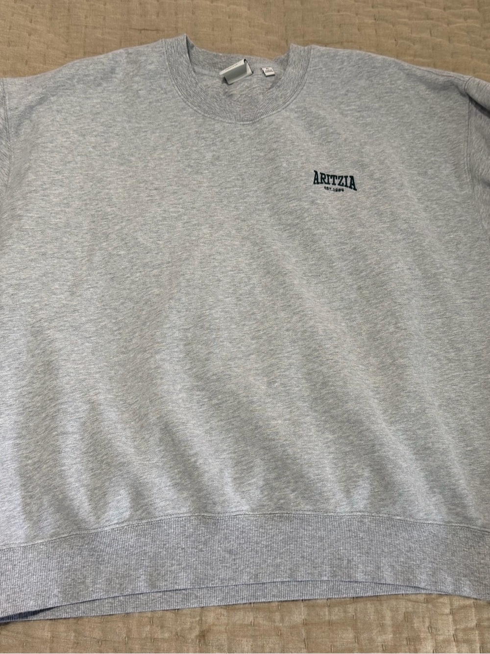 Aritzia womens Crewneck Sweatshirt - Heather Gray with Black Logo large